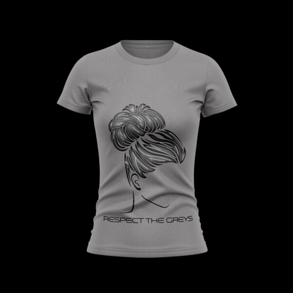 Women’s Bun Silhouette Monochrome T-Shirt (Grey)